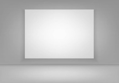 Boş boş beyaz sahte Poster resim çerçevesi zemin açık manzaralı duvar üzerinde yukarı