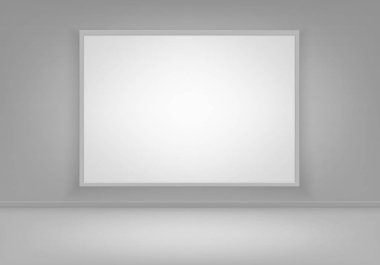 Vektör boş boş beyaz sahte Poster resim çerçevesi zemin açık manzaralı duvar üzerinde yukarı