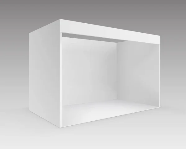 Suporte padrão da cabine da exposição comercial interna do branco do vetor para a apresentação na perspectiva isolada — Vetor de Stock