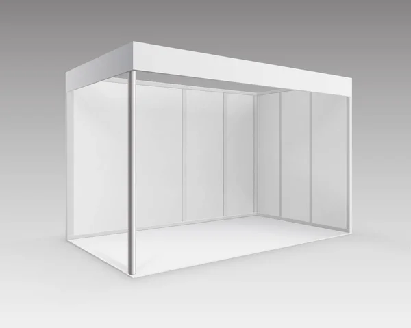 Suporte padrão branco da cabine da exposição de comércio interno em branco para a apresentação na perspectiva isolada no fundo —  Vetores de Stock