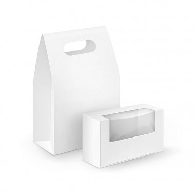 Vektör Set sandviç, Hediyelik için karton kutu