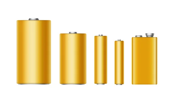Set di batterie AAA, AA, C, D, PP3, 9 Volt — Vettoriale Stock