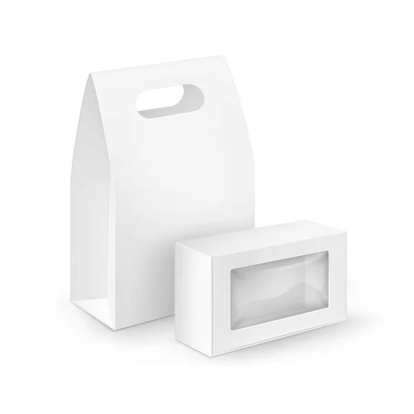 Set aus Pappe Rechteck Lunchboxen für Lebensmittel — Stockvektor