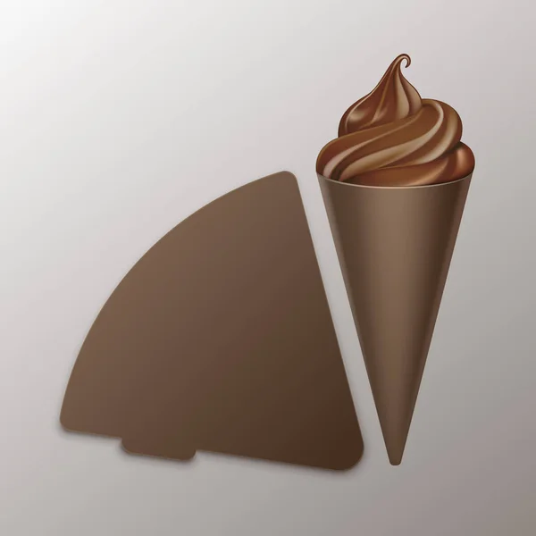 Chocolade Soft dienen wafel ijsje — Stockvector