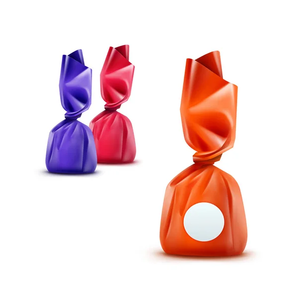 Uppsättning av realistiska choklad godis i Wrapper — Stock vektor