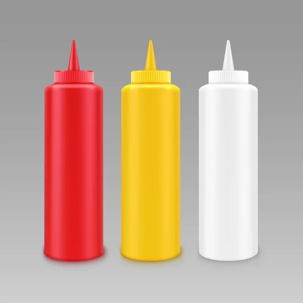 Set of Mayonnaise Ketchup Bottle for Branding — Stock Vector