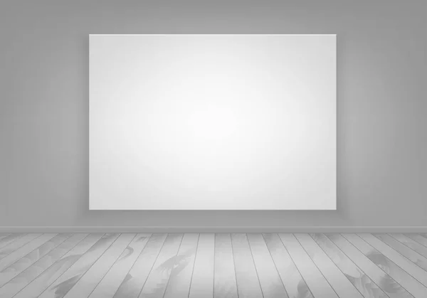 Vettoriale bianco vuoto finto poster cornice a parete con vista frontale in legno — Vettoriale Stock