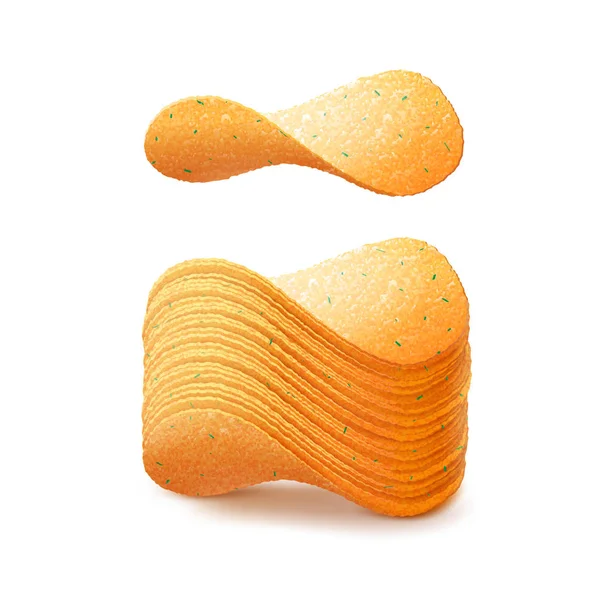 Pile vectorielle de chips croustillantes de pommes de terre sur fond — Image vectorielle