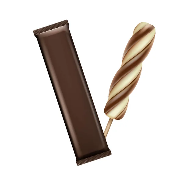 Helado de paleta de helado de paleta de helado de vainilla de chocolate — Archivo Imágenes Vectoriales