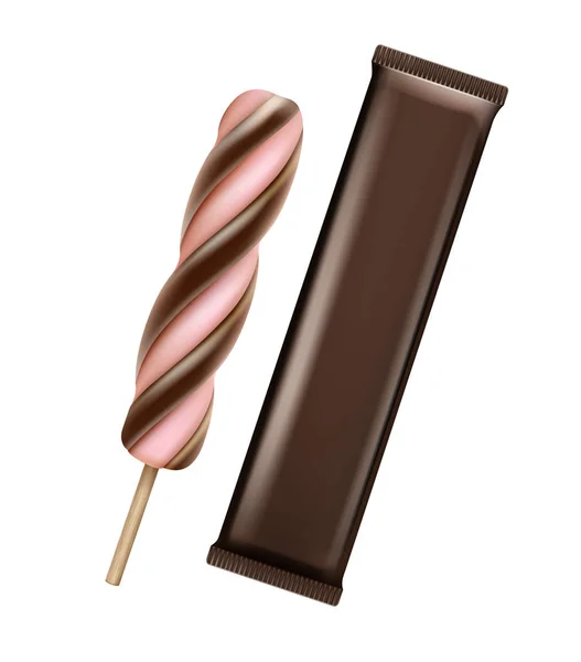 Helado de Chocolate Fresa en Stick Wrapper — Archivo Imágenes Vectoriales