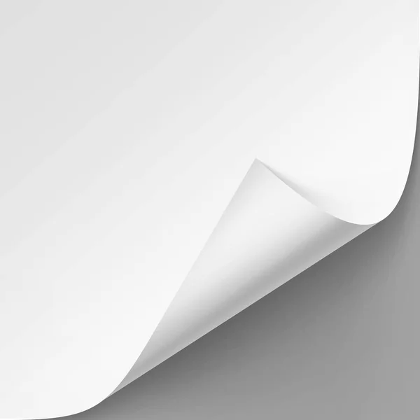มุมโค้งเวกเตอร์ของกระดาษสีขาวที่มีเงา — ภาพเวกเตอร์สต็อก