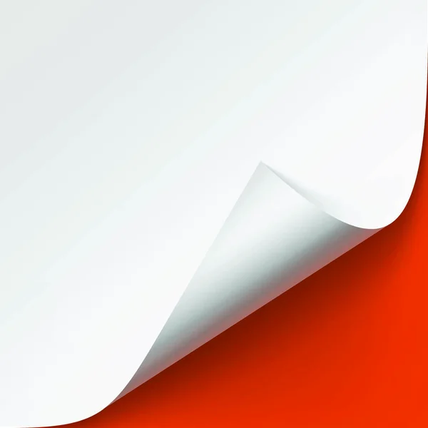 Vector Curled hoek van wit papier met schaduw — Stockvector