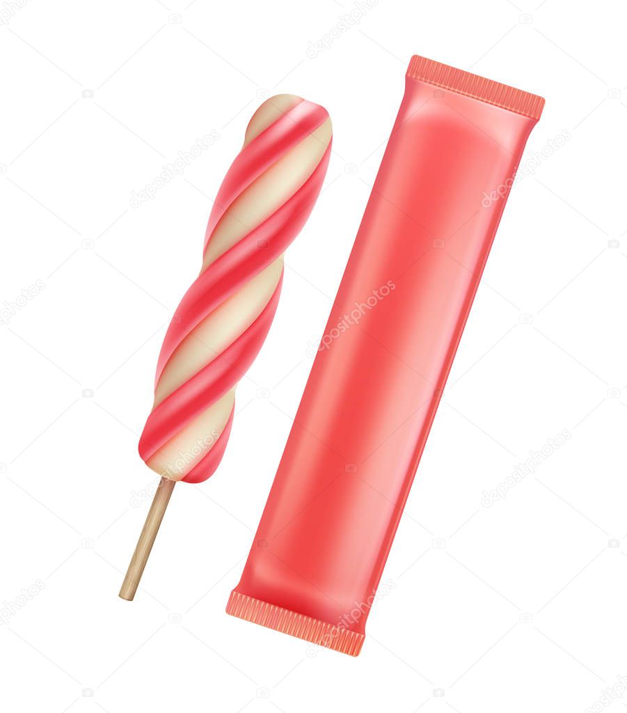Pink Spiral Popsicle Lollipop Ice Cream Fruit Ice