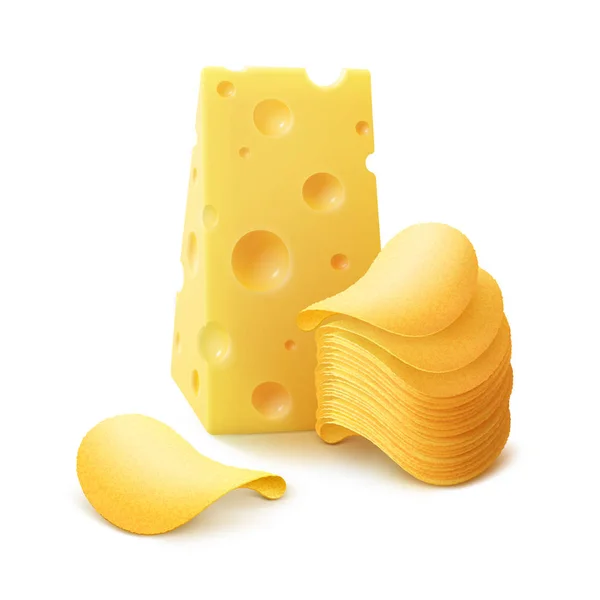 Στοίβα τσιπς πατάτας με τυρί σε φόντο — Διανυσματικό Αρχείο