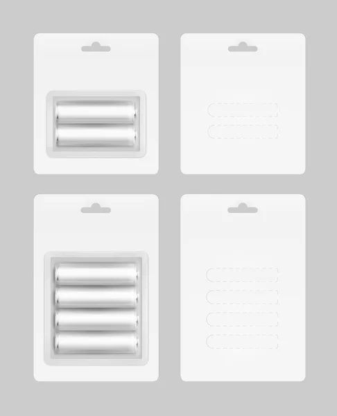 Jeu de piles alcalines AA en plaquette thermoformée — Image vectorielle