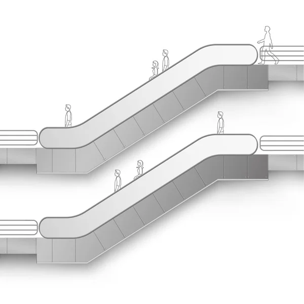 Vektor moderne Rolltreppe mit Platz für Werbung Seitenansicht auf weißem Hintergrund — Stockvektor