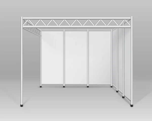 Stand espositivo indoor bianco vettoriale stand standard per presentazione isolato con sfondo — Vettoriale Stock