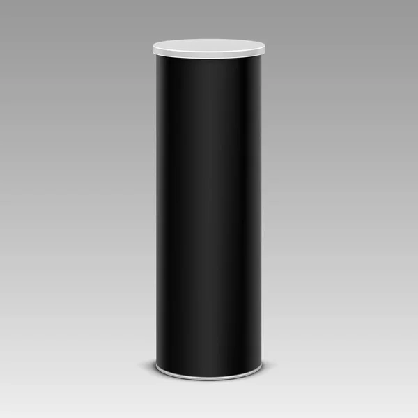 Διάνυσμα μαύρο τσιπ Tin κουτί κοντέινερ σωλήνα για πακέτο σχεδίασης εσωτερικη απομονωμένη σε φόντο — Διανυσματικό Αρχείο