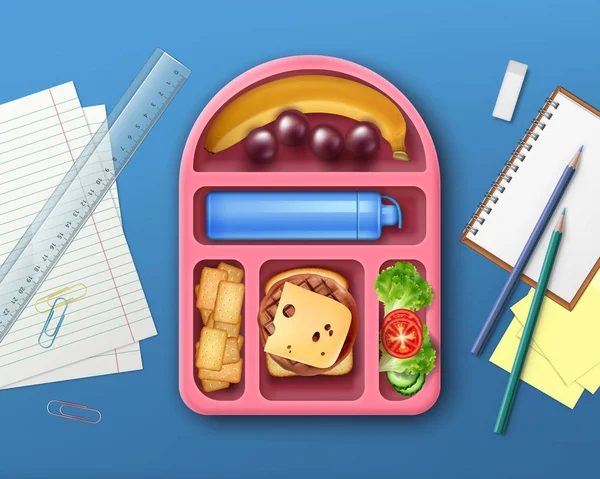 Lunchbox op school — Stockvector