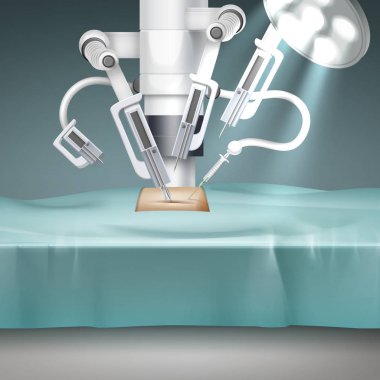Robot destekli cerrahi vektör kavramı kurgusal robotla cerrahi sistemi işlemi yürütürken destekli