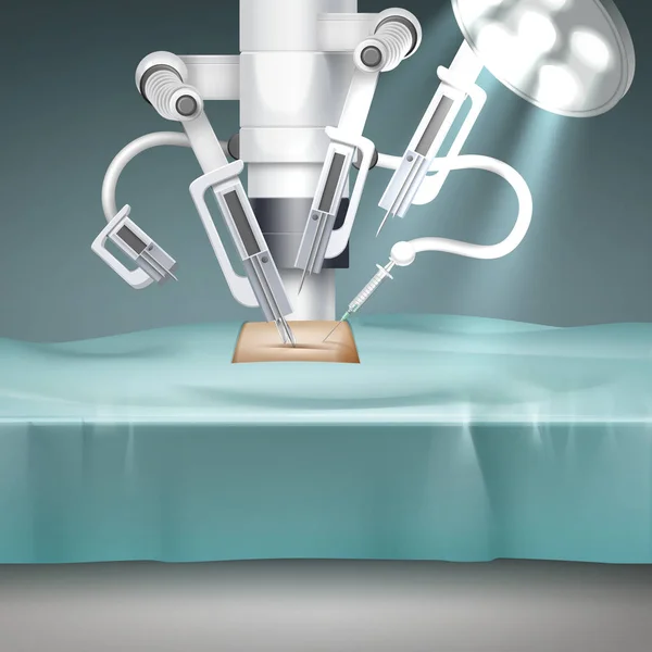 Robot-assisterad kirurgi vektor begreppet fiktiv robotically assisterad kirurgiska system genomför drift — Stock vektor