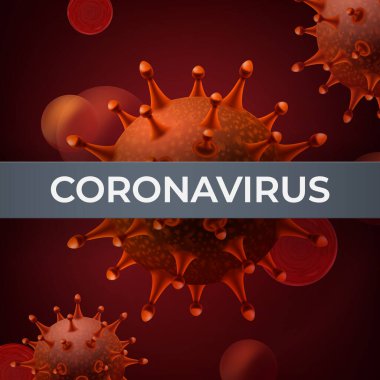 Coronavirus vektör gerçekçi illüstrasyon kırmızı renklerle başlıklı