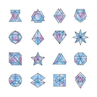 Retro memphis holografik simgesi, logo tasarım