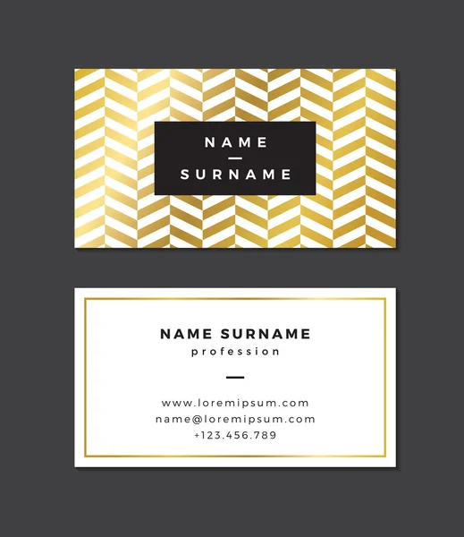 Modern business card template with gold details — Stock Vector