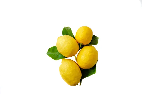 Limões bio frescos isolados sobre fundo branco — Fotografia de Stock