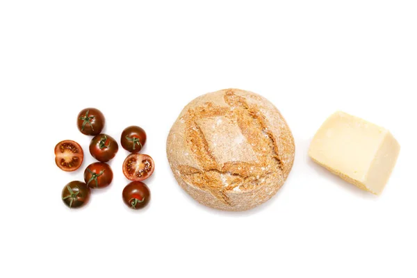 有機栄養 白を基調とした自家製パン 健康的な自家製ディナー 最上階だ 白木の質感の背景 — ストック写真