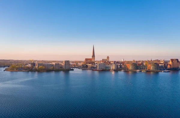 Luftaufnahme Von Rostock Blick Über Die Warnow — Stockfoto