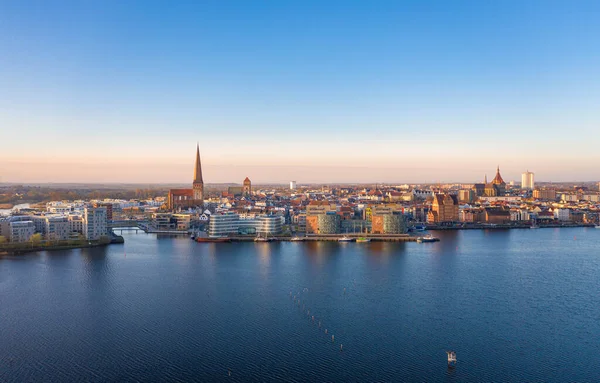 Vista Aérea Rostock Vista Sobre Río Warnow — Foto de Stock