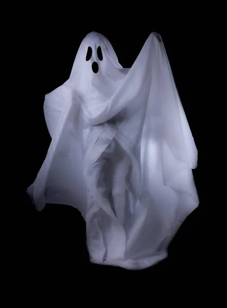 Fantasma Blanco Aterrador Ojo Grande Sobre Fondo Negro Para Concepto — Foto de Stock