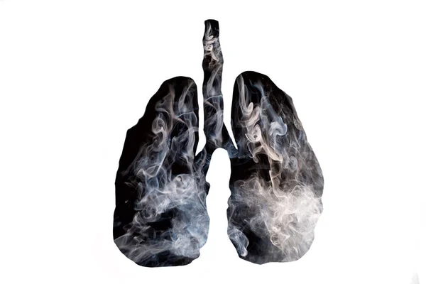 以人体肺为形状的有毒烟雾形成的例证 白色背景下吸烟的肺的概念 — 图库照片