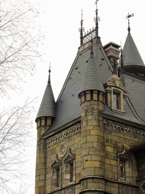 Güzel bir Gotik kalenin çatısında. Samara bölgesi. 20 Nisan 2017