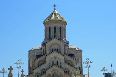 Tiflis Tsminda Sameba Katedrali Holy Trinity Katedrali. Gürcü Ortodoks Kilisesi'nin ana katedrali. Gürcistan.