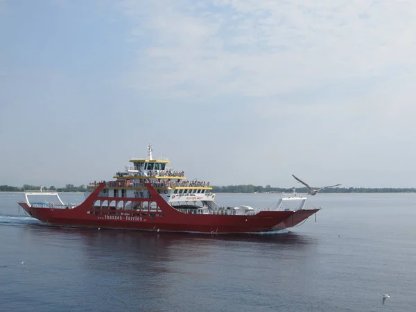 Barco Transbordador Rojo Isla Tasos Países Bajos — Foto de Stock