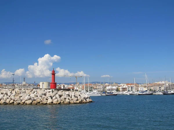 Cambrils Tengeri Part Spanyolország Cambrils Kilátás Világítótoronyra — Stock Fotó