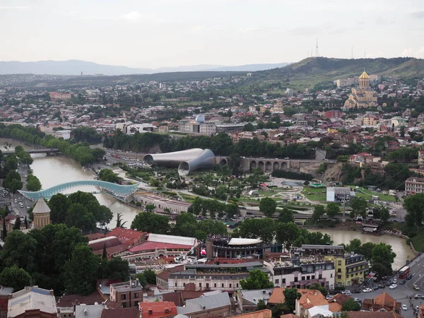 Stadtpanorama Von Tiflis Alte Stadt Neuer Sommerwürgepark Kura Fluss Der — Stockfoto