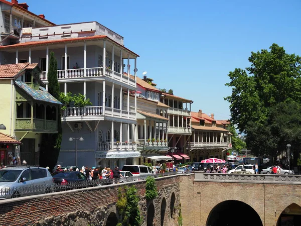 Abanotubani Pevnost Narikala Starobylém Okrese Tbilisi Gruzii — Stock fotografie