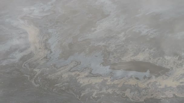 Масляная Пленка Поверхности Воды Загрязнение Нефтяной Пленки Красочная Масляная Пленка — стоковое видео