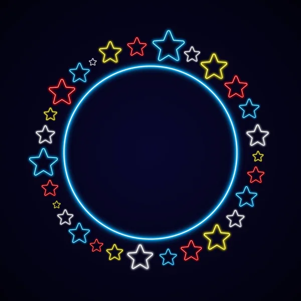 Shiny colorful neon stars circle — Stock Photo, Image