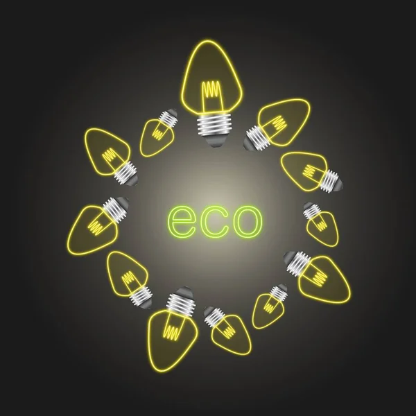 Eco gloeilamp met neon stijl — Stockfoto