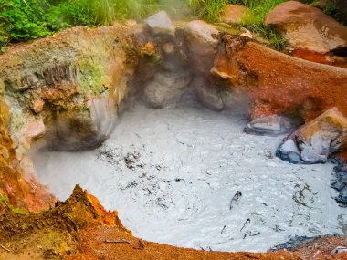 Rincon de la Vieja Ulusal Parkı 'nda kaynamış çamur tenceresi, Guanacaste, Kosta Rika