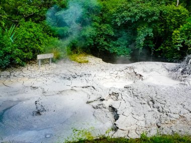 Rincon de la Vieja Ulusal Parkı 'nda kaynamış çamur tenceresi, Guanacaste, Kosta Rika