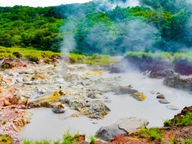 Rincon de la Vieja Ulusal Parkı 'nda kaynamış çamur tenceresi, Guanacaste, Kosta Rika