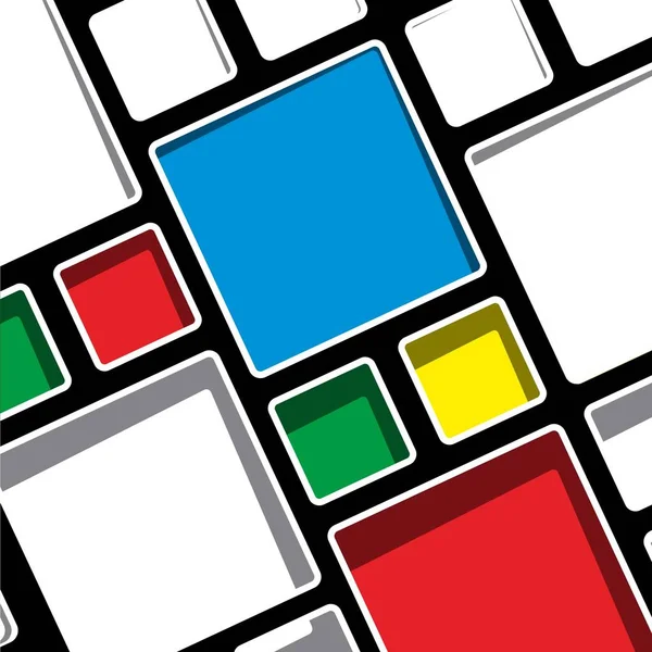 Kolorowe Geometryczne Nowoczesne Mondrian Styl Tła Wektor Ilustracja — Wektor stockowy