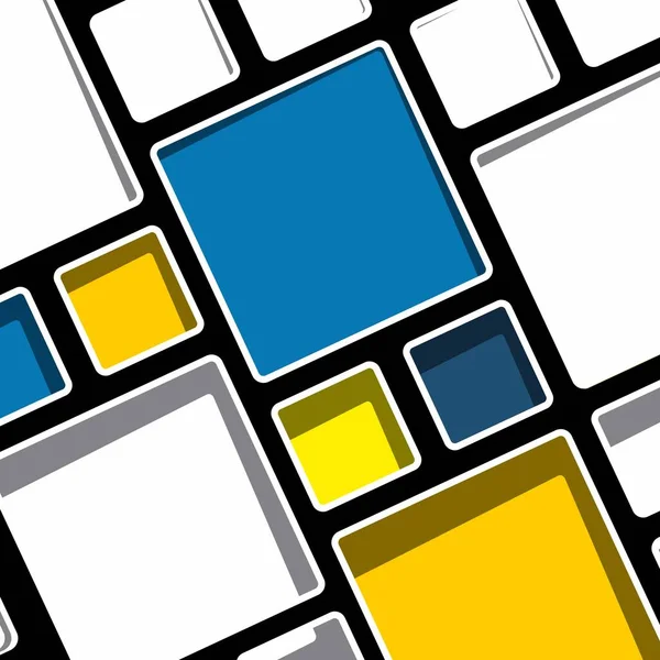 Ilustración Moderna Geométrica Colorida Del Vector Fondo Del Estilo Mondrian — Vector de stock