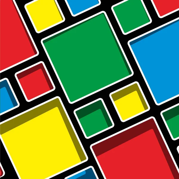 Colorato Geometrico Moderno Stile Mondrian Sfondo Vettoriale Illustrazione — Vettoriale Stock