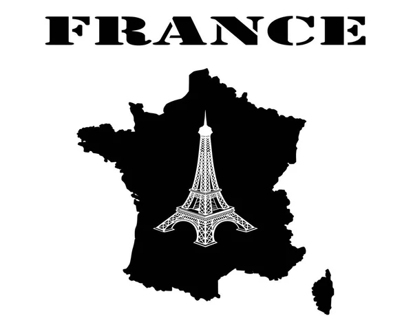 Símbolo da França e mapa — Vetor de Stock